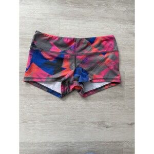 FLEO CrossFit Shorts Weightlifting Women's Size S Abstract Pink Blue Grey 2.5"